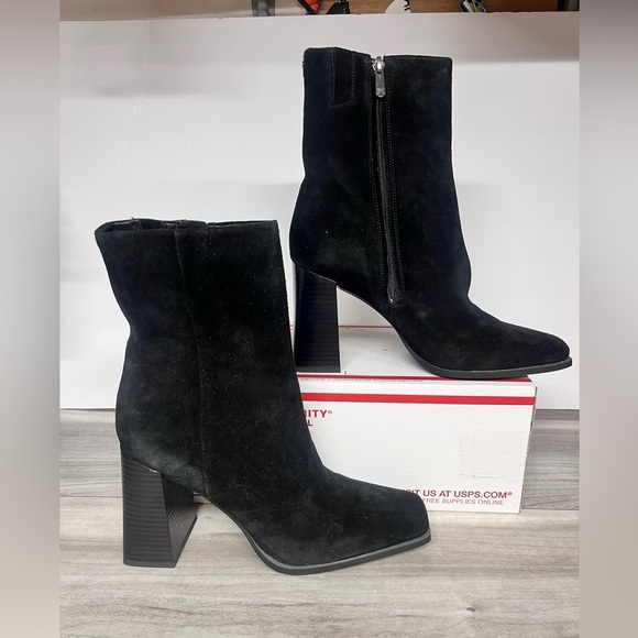 Sam Edelman Ivette Block Heel Boots Womens 10 Black Ankle Sleek Cute Sexy - Picture 1 of 8